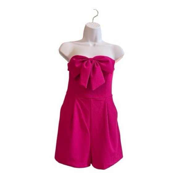 Express Vibrant Pink Strapless Outfit - Picture 1 of 2